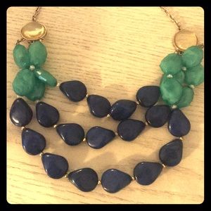 Turquoise navy chunky statement necklace